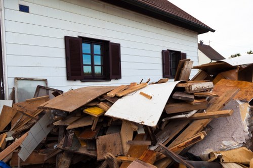 Construction debris being sorted for recycling in Camden